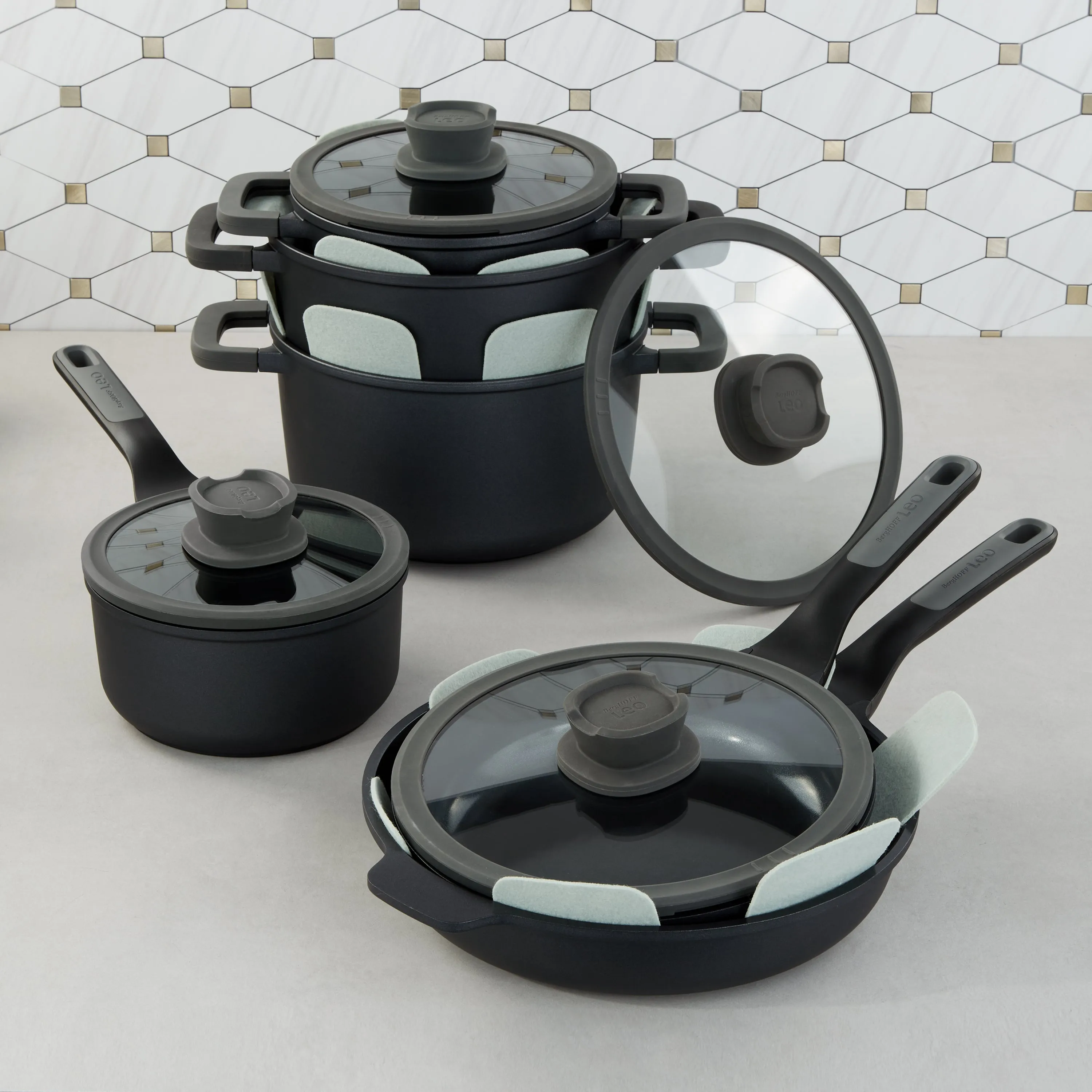 BergHOFF Leo Stone  10Pc Nonstick Ceramic Cookware Set