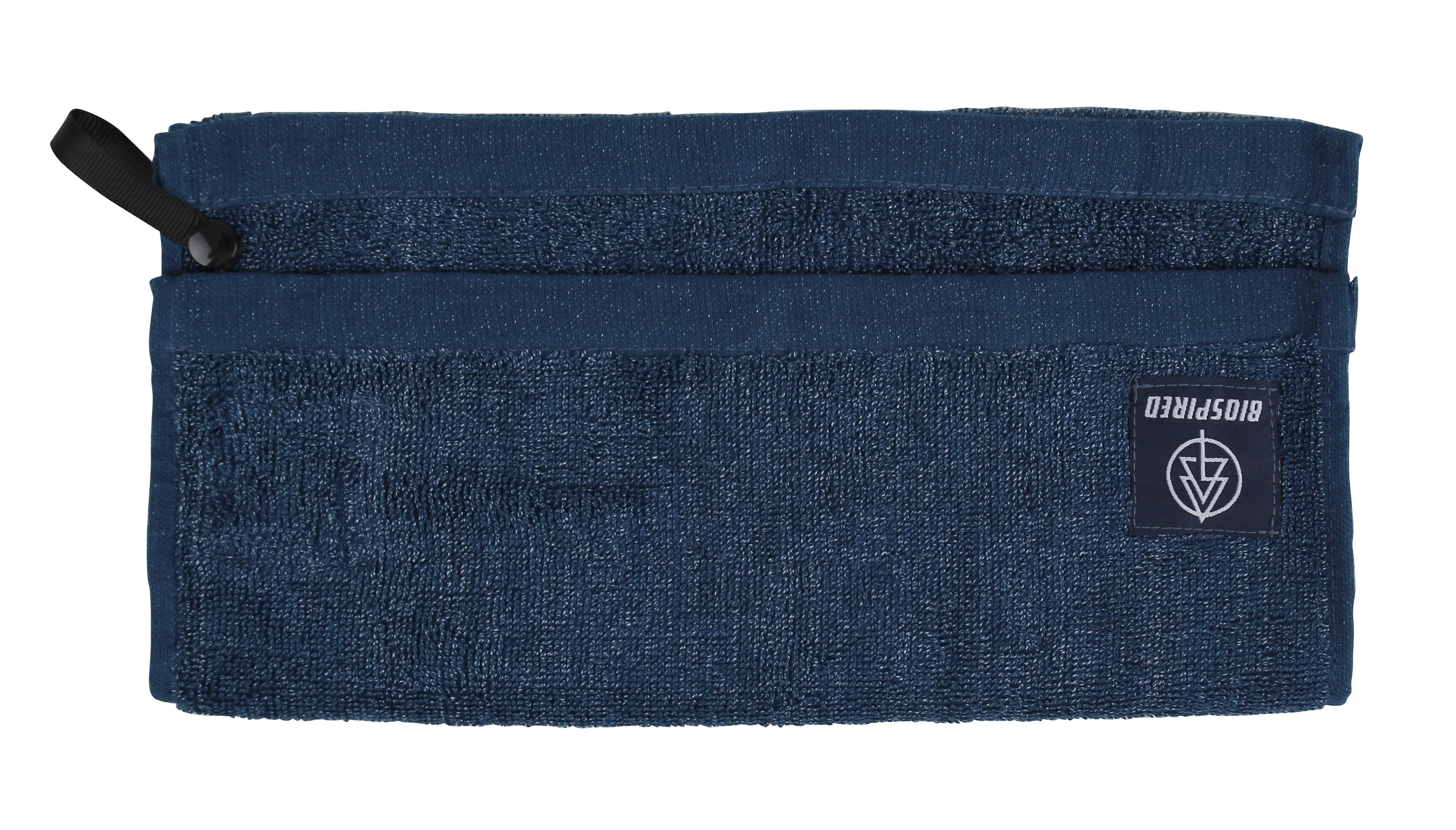 Biospired Homebound Workout Towel with Everplush, Navy Blue Large