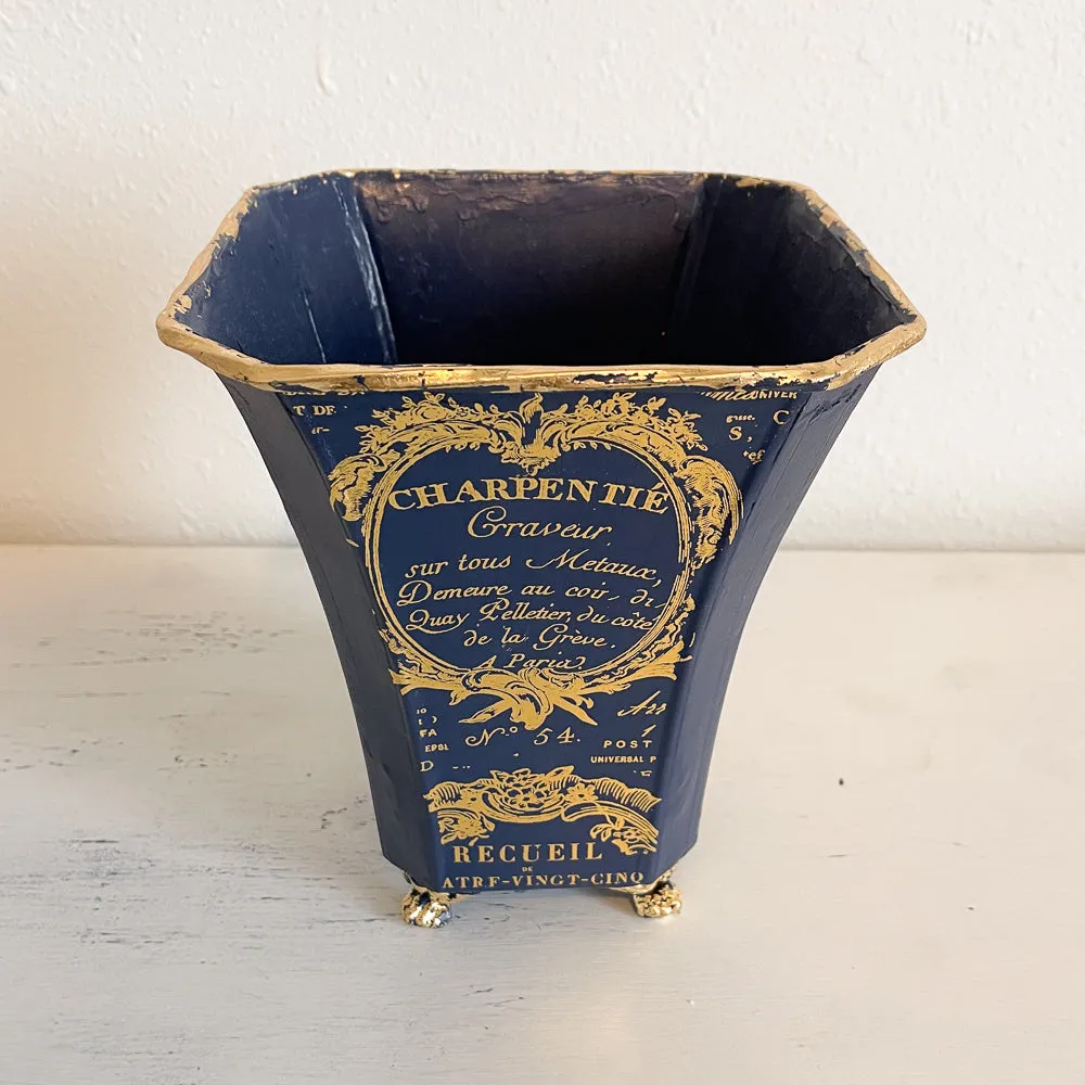 Blue & Gold Tin Vase