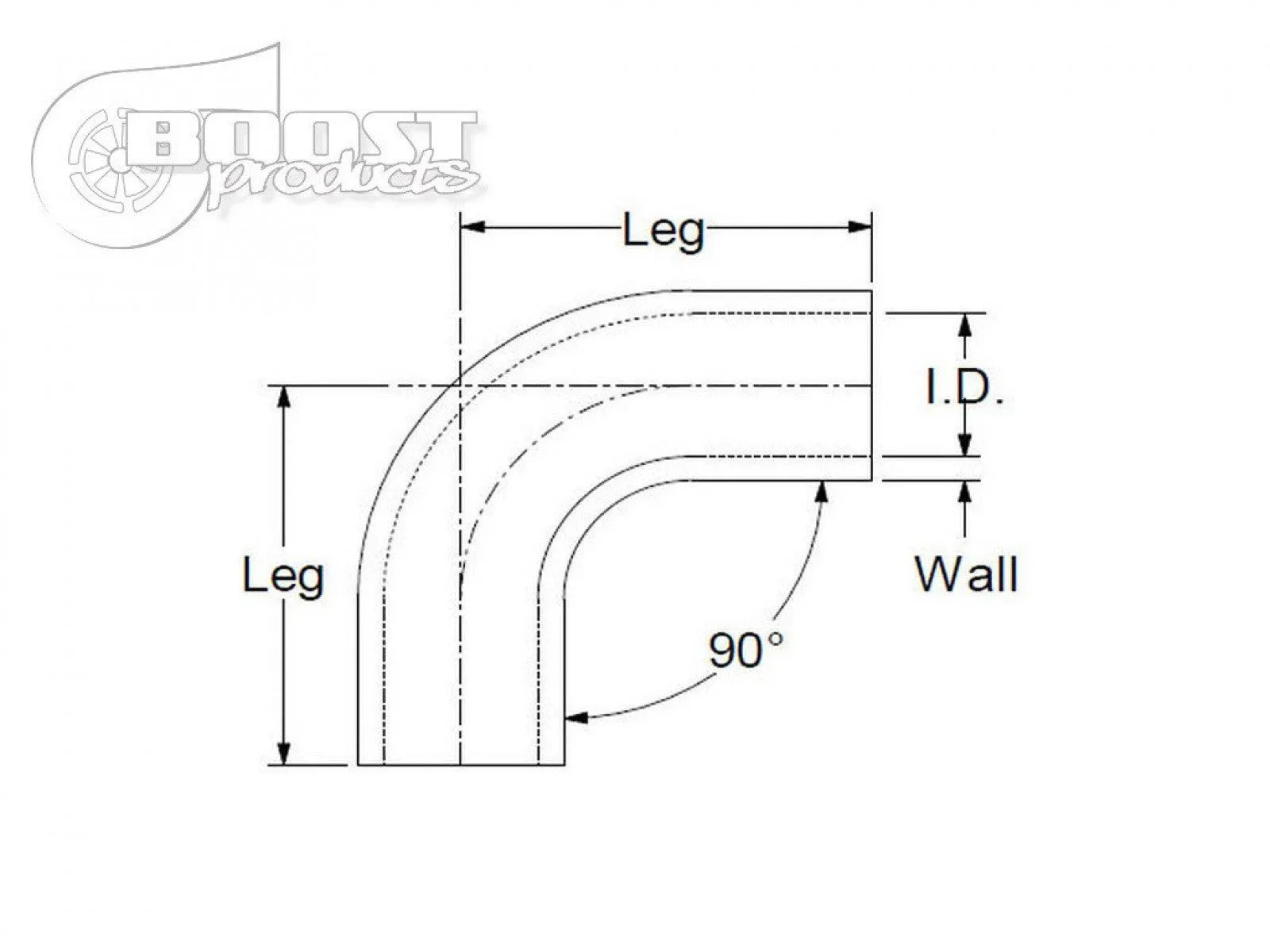 BOOST Products Silicone Elbow 90 Degrees, 38mm (1-1/2") ID, Black