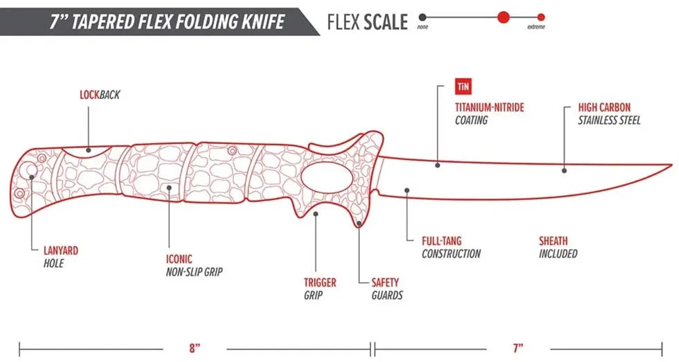 Bubba Tapered Flex Folding Fillet Knife - 7 Inch