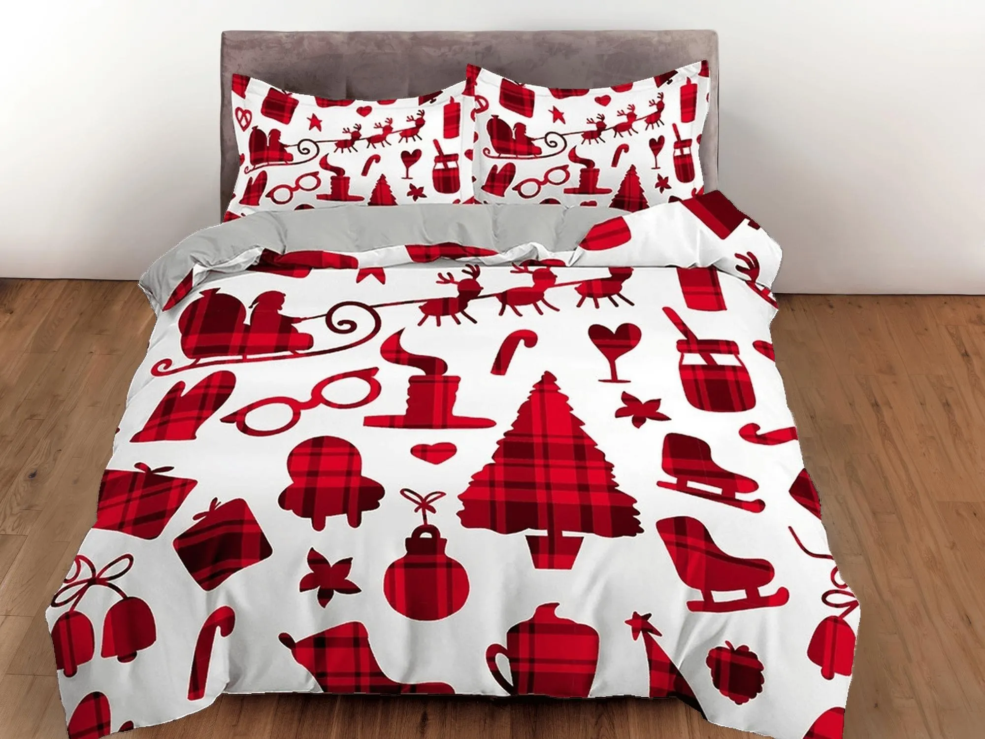 Buffalo plaid Christmas bedding & pillowcase holiday gift duvet cover king queen full twin toddler bedding baby Christmas farmhouse decor