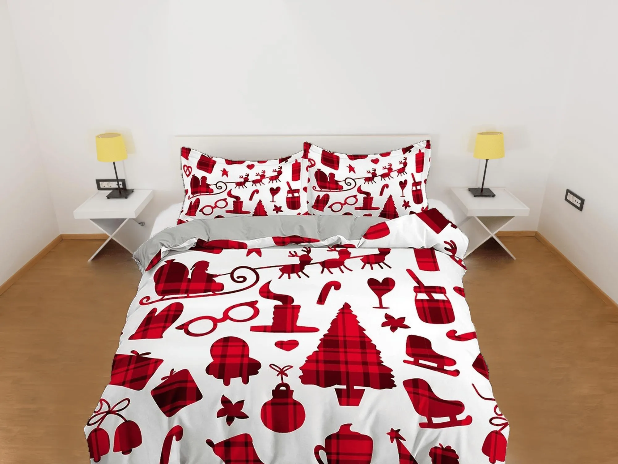 Buffalo plaid Christmas bedding & pillowcase holiday gift duvet cover king queen full twin toddler bedding baby Christmas farmhouse decor