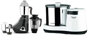 Butterfly Smart 750-Watt Mixer Grinder with 4 Jar (Grey) & Smart 150-Watt Table Top Wet Grinder with Coconut Scrapper Attachment (White) Combo