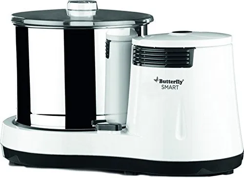 Butterfly Smart 750-Watt Mixer Grinder with 4 Jar (Grey) & Smart 150-Watt Table Top Wet Grinder with Coconut Scrapper Attachment (White) Combo