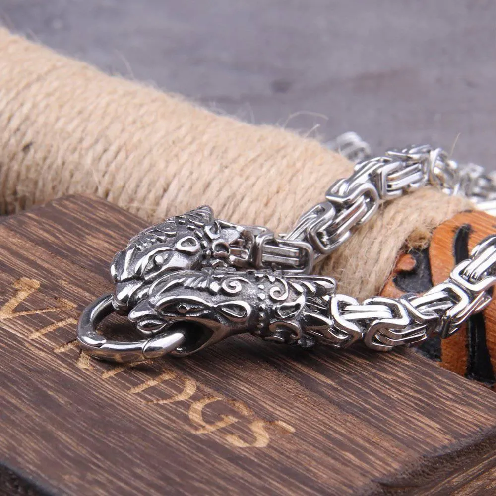 Celtic Wolf's Bite Ring Heavy Chain - Stainless Steel