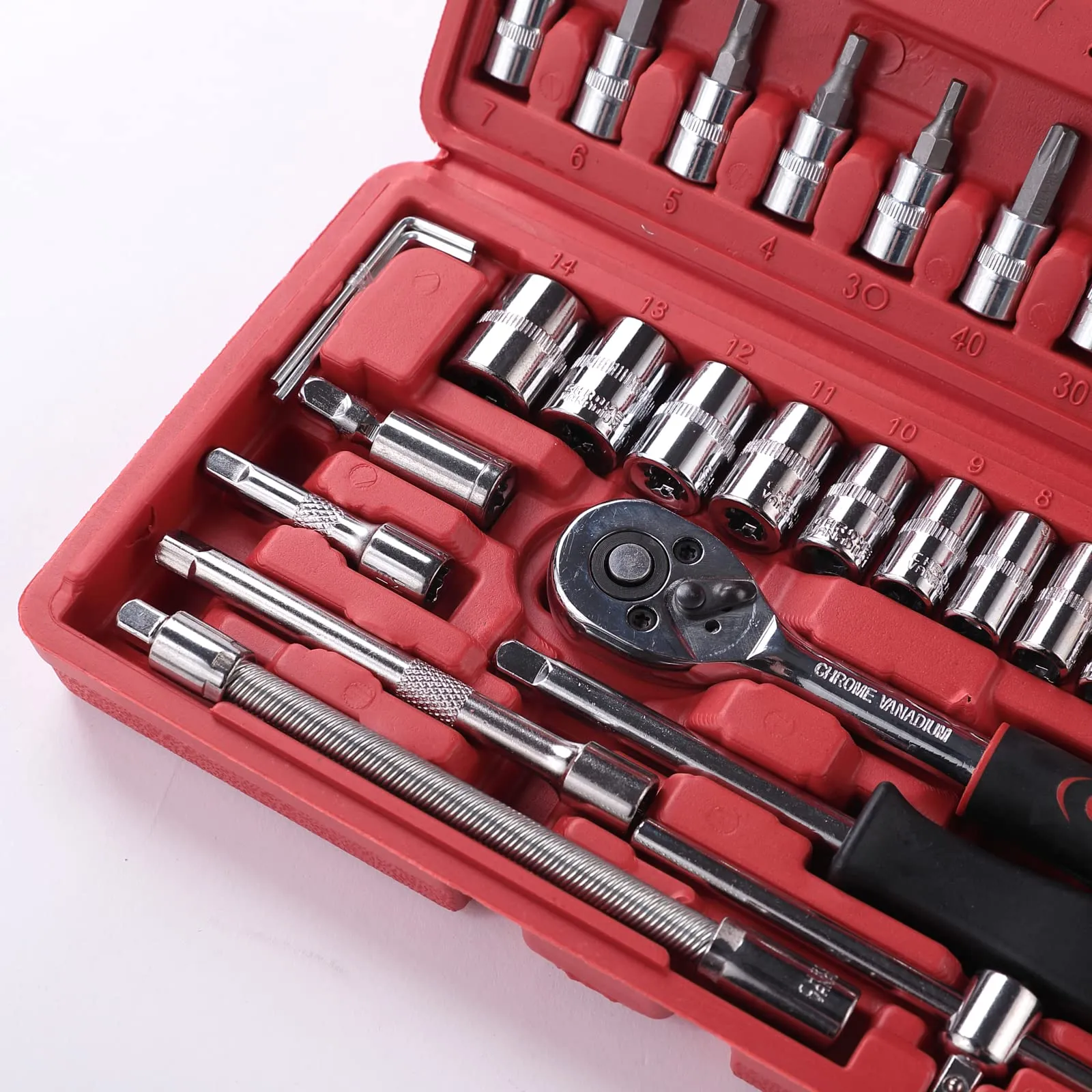 CHESTON 46-in-1 Socket Set Multi Purpose Tool Kit w/Wrench & Precision Sockets - Durable & Convenient in Carrying Tool Case