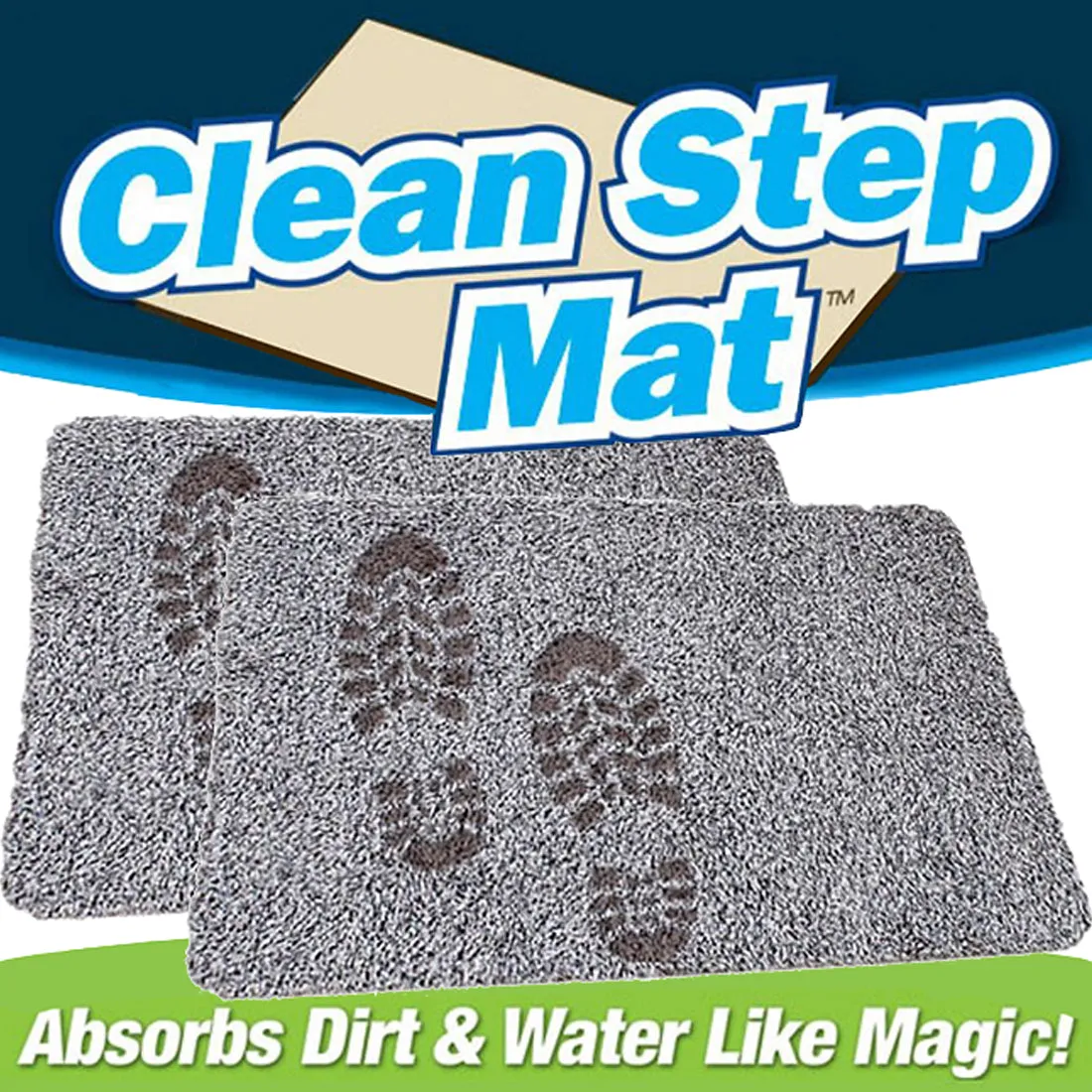 Clean Step Mat Doormat - Gray  (18" x 28") 2 Pack