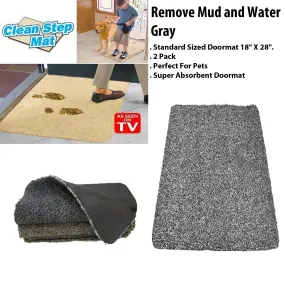 Clean Step Mat Doormat - Gray  (18" x 28") 2 Pack