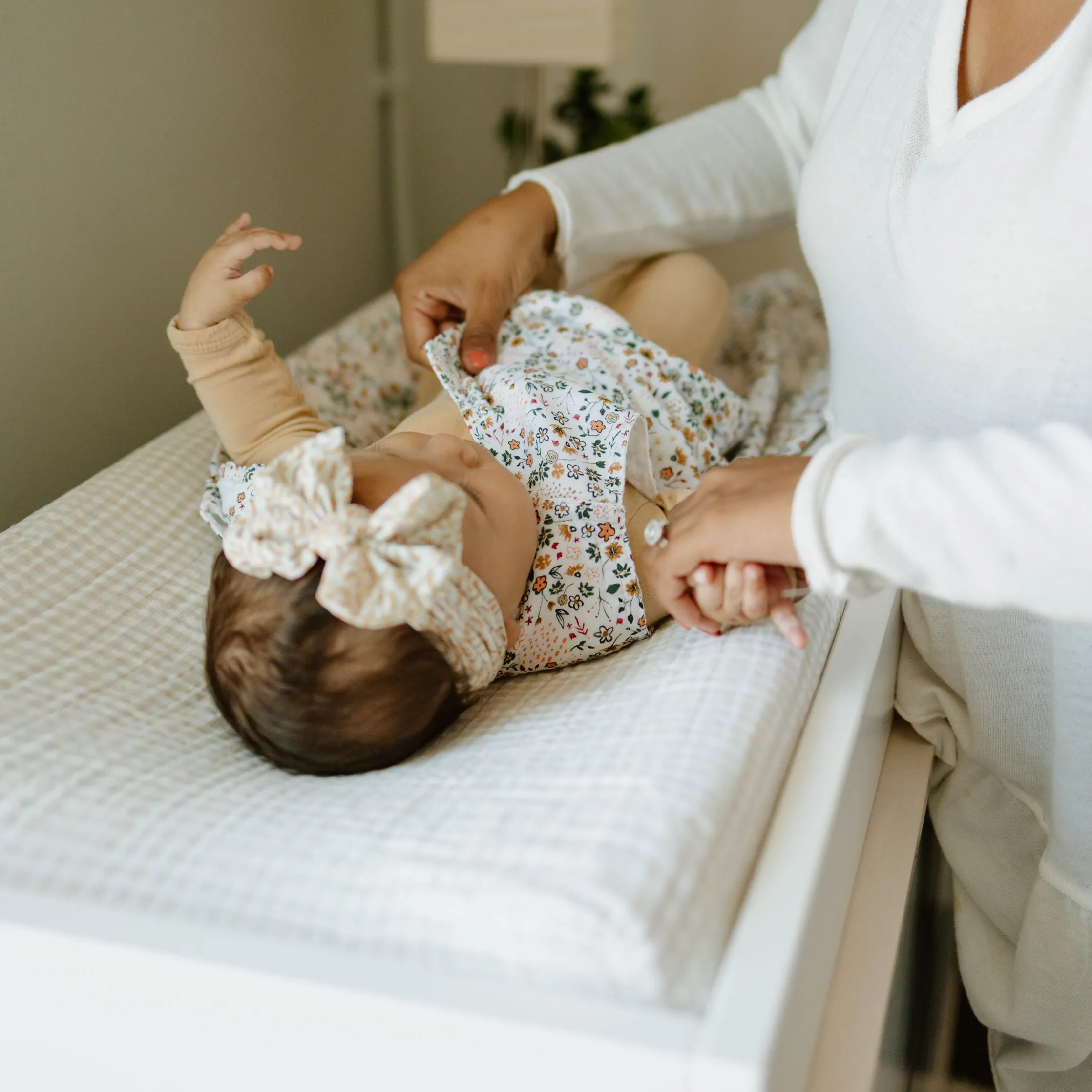 Cotton Muslin Changing Pad Cover - Tan Gingham