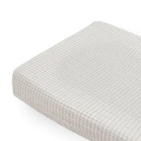 Cotton Muslin Changing Pad Cover - Tan Gingham