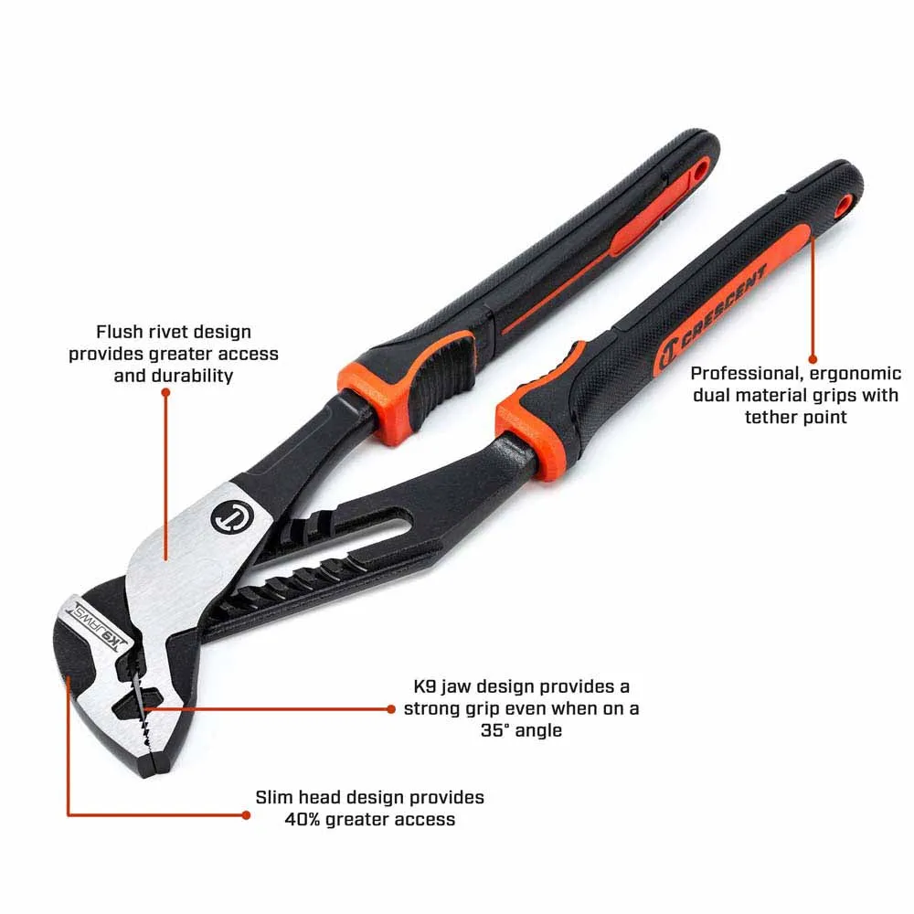 Crescent RTZ210CG 10" Z2 K9™ Strt Jaw Dual Material Tongue and Groove Pliers