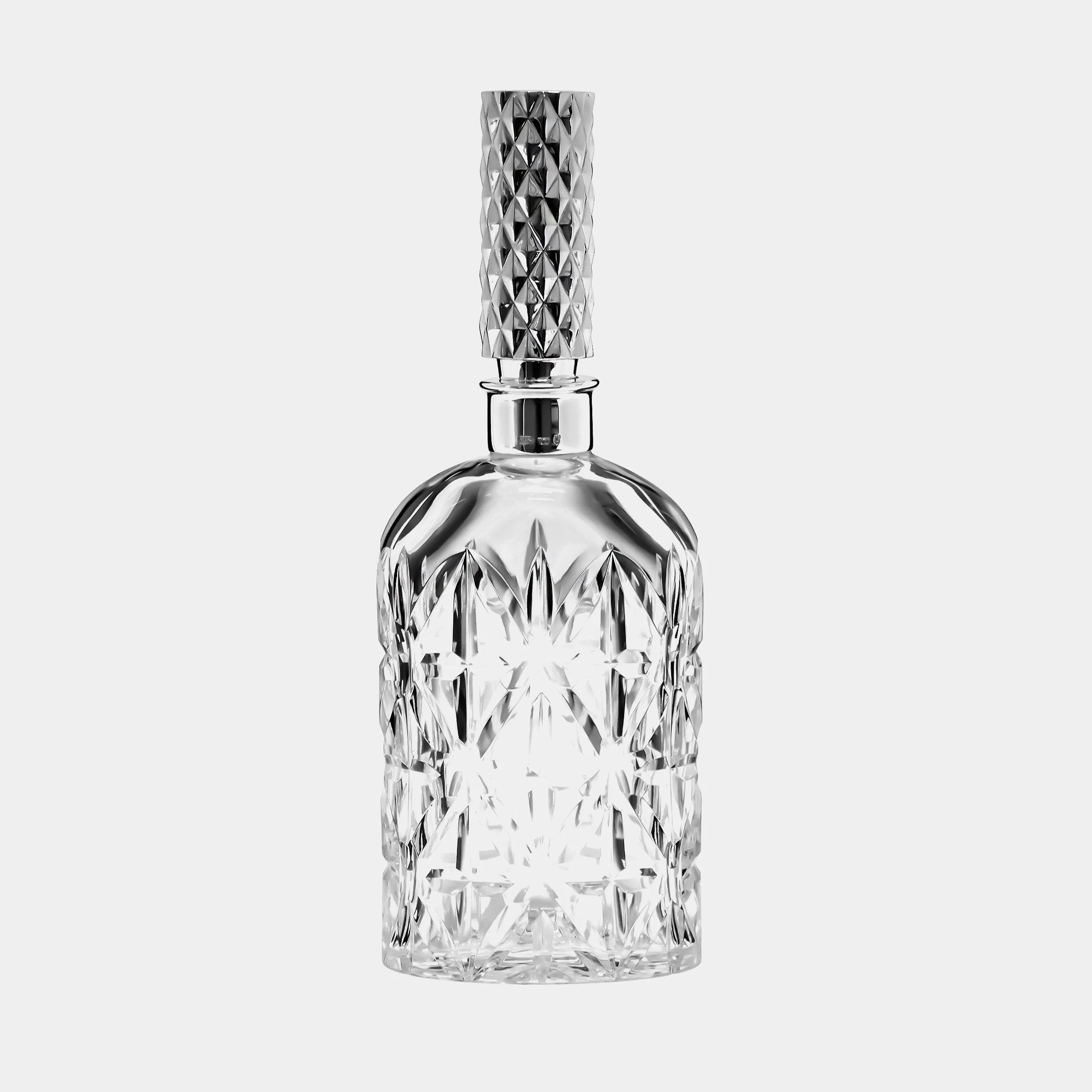 Crystal Decanter Carafe Pierre, Silver-Plated round stopper