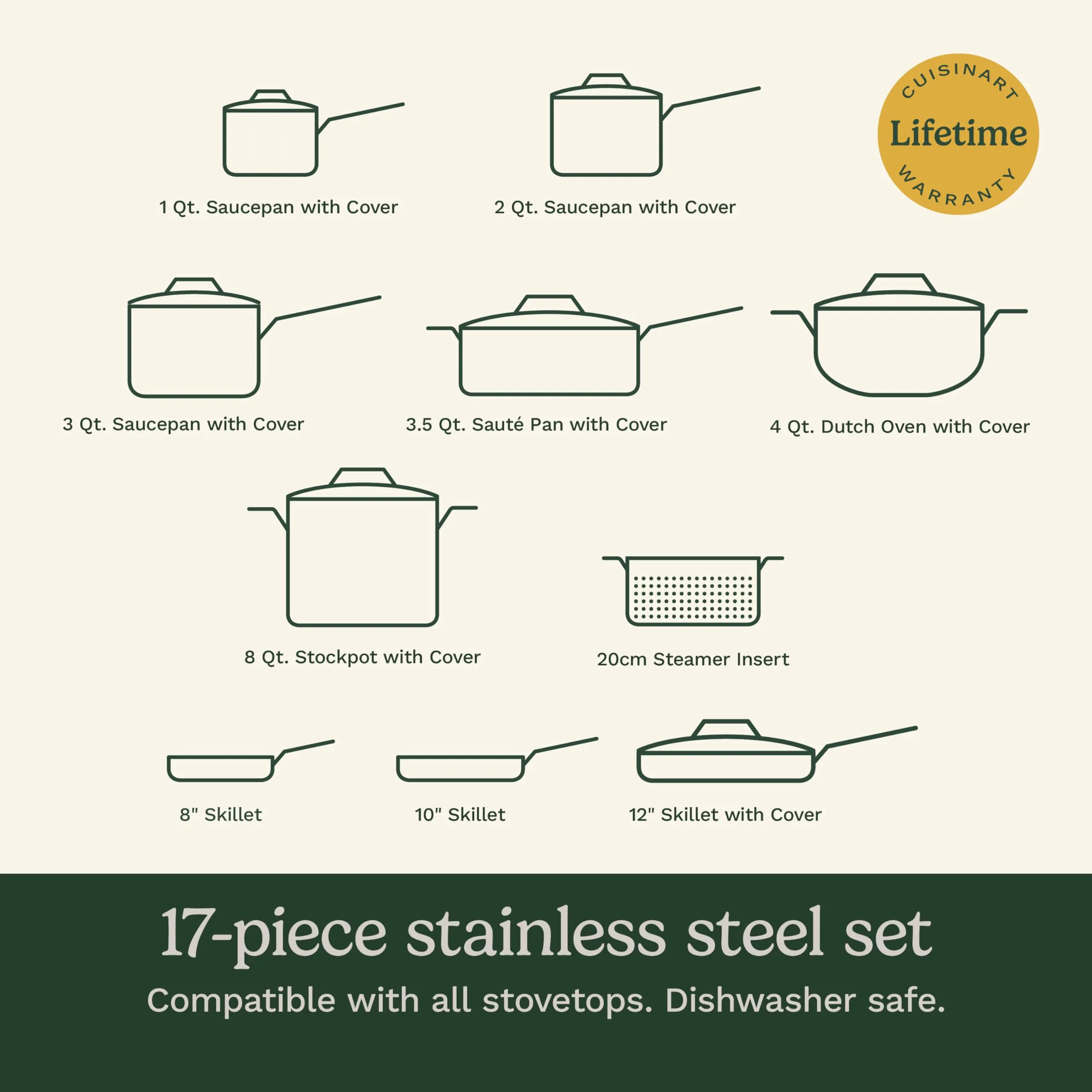 Cuisinart 17-Piece Cookware Set, Chef's Classic Steel Collection 77-17N