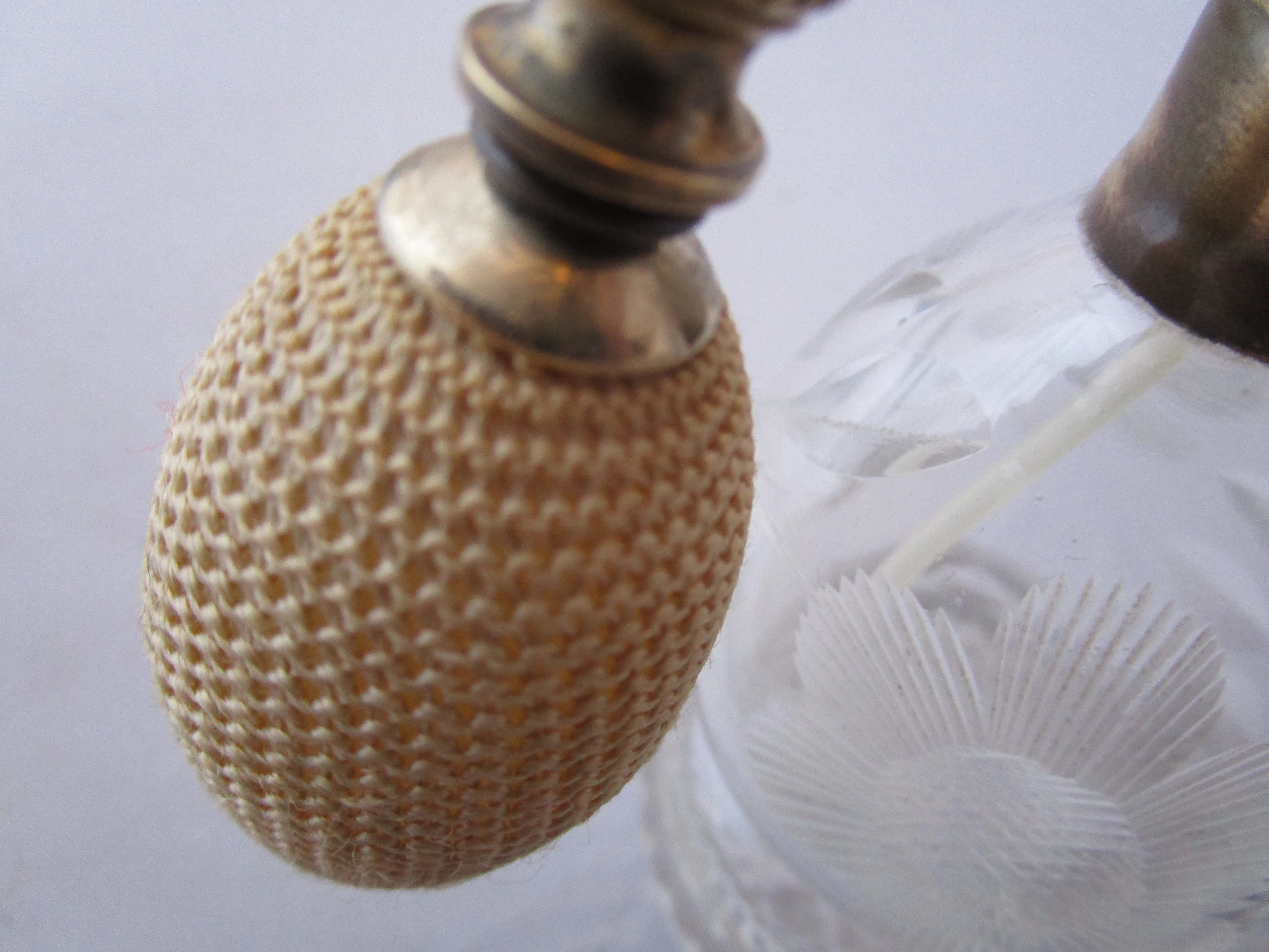 Cut Glass Perfume Atomiser Bottle Vintage Art Deco c1930