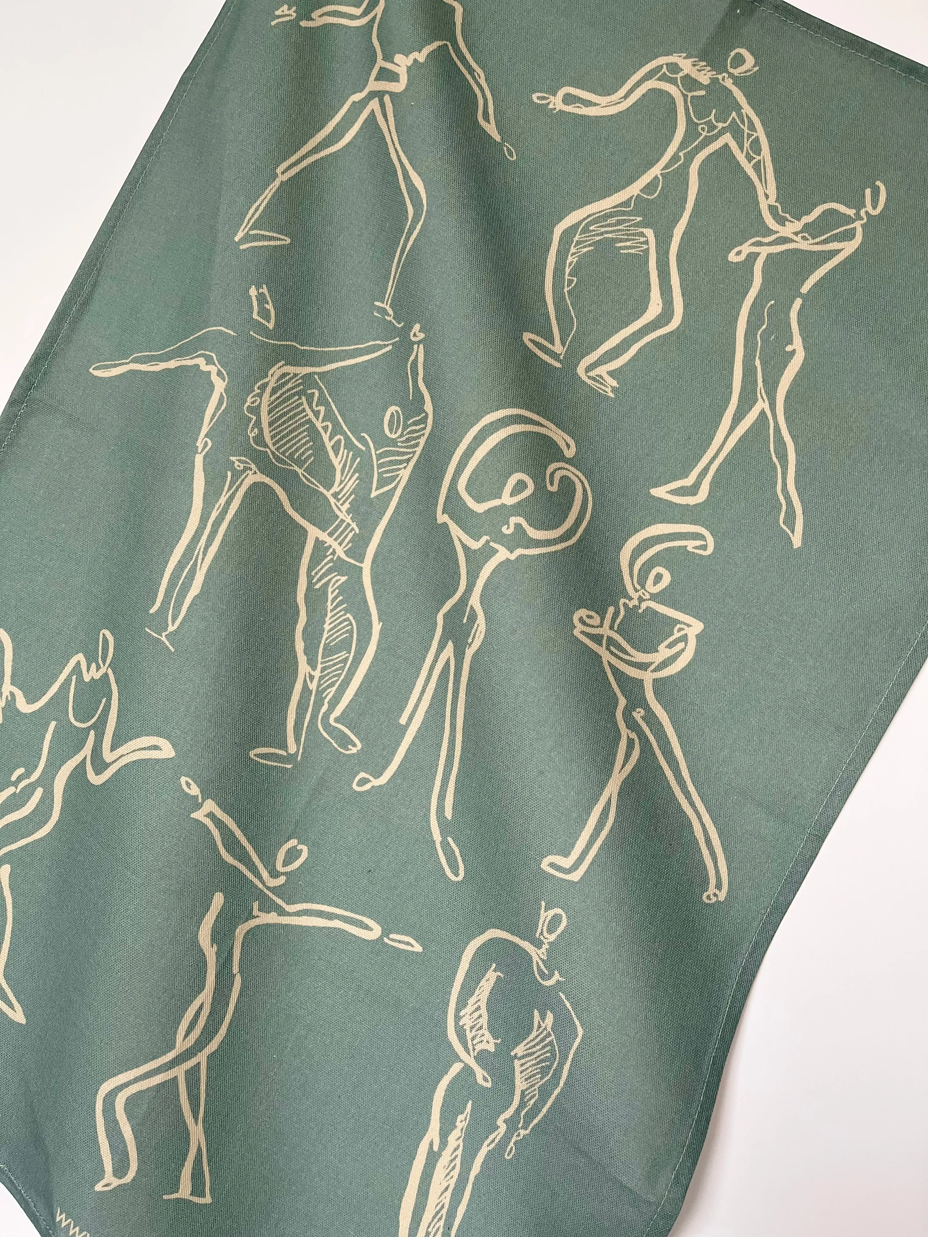 Dancers Linen Tea Towel - Duck egg