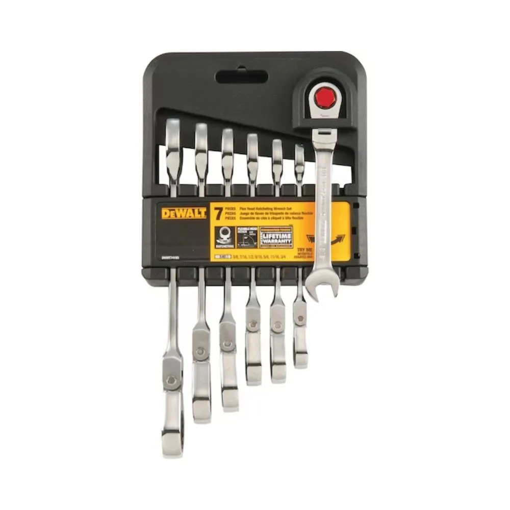 DeWalt DWMT74195 7 Piece SAE Ratcheting Flex Head Combo Wrench Set