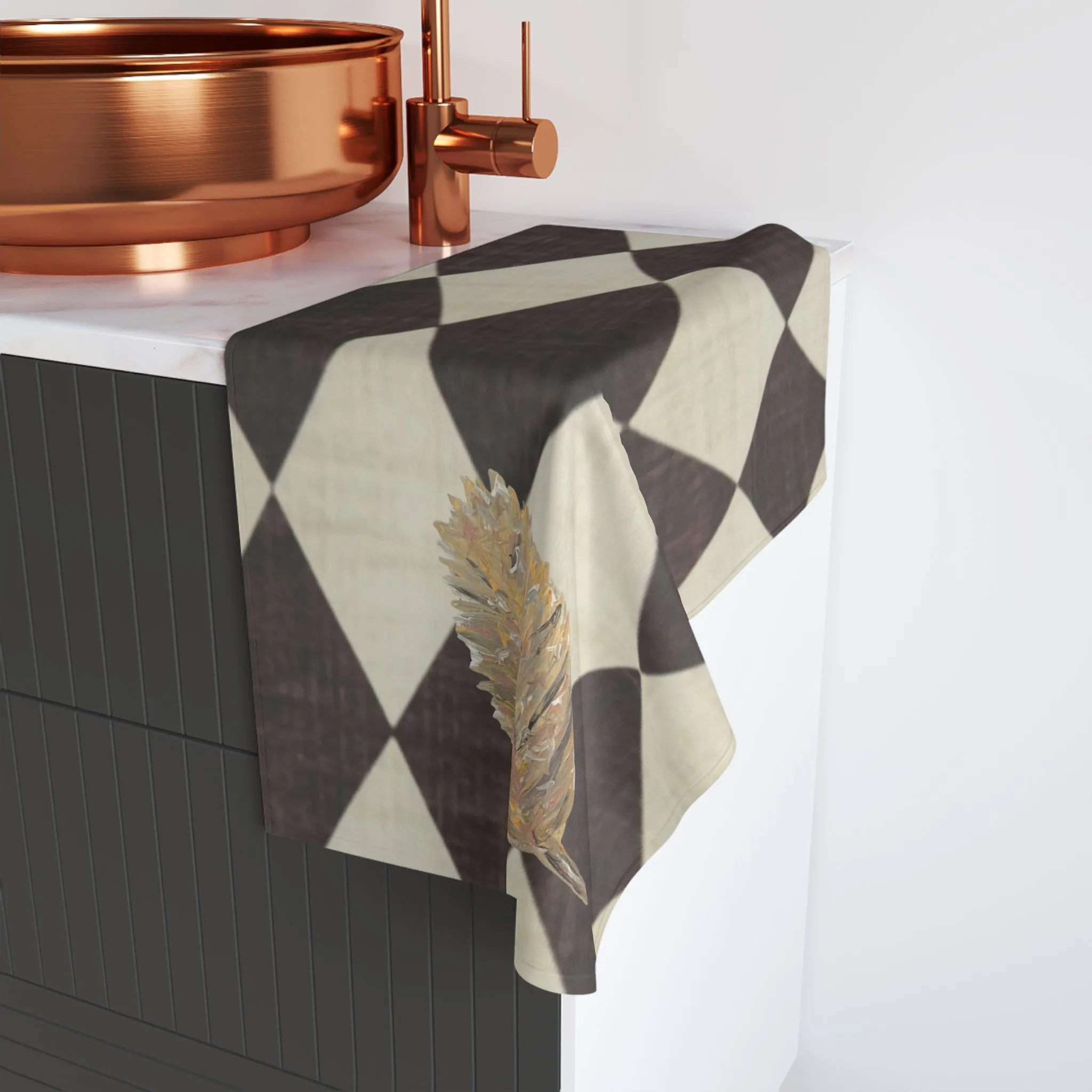 Diamond Golden Leaf Hand Towel