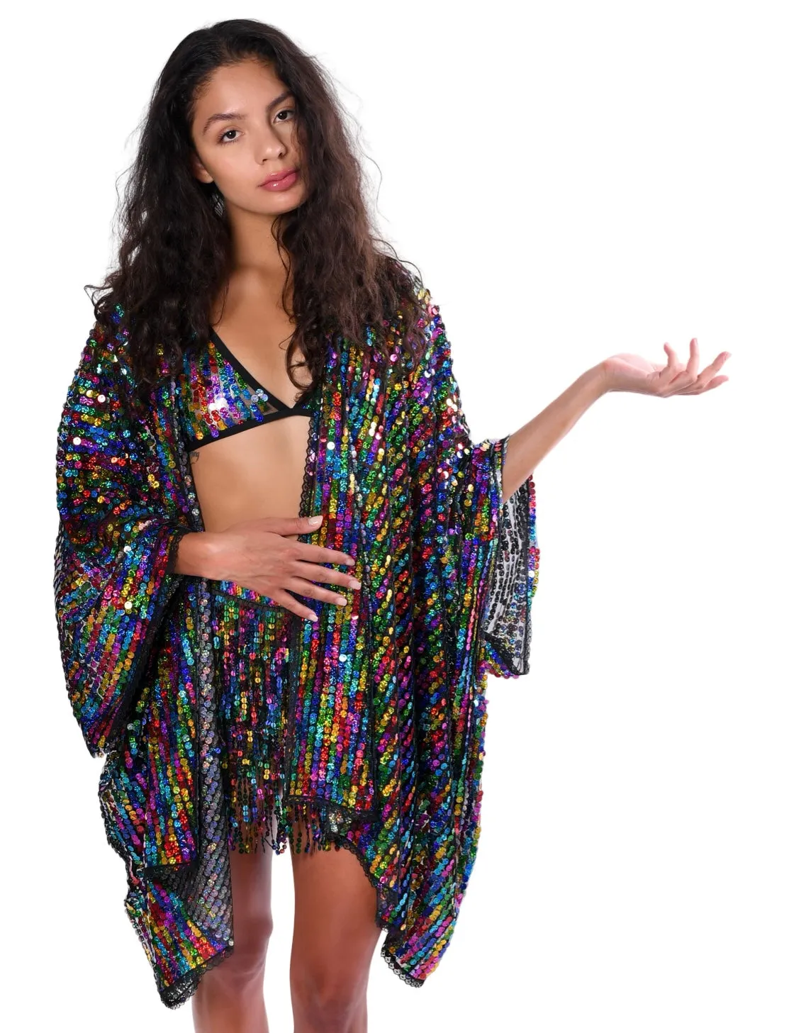 Disco Sequin Kimono - Rainbow Pride