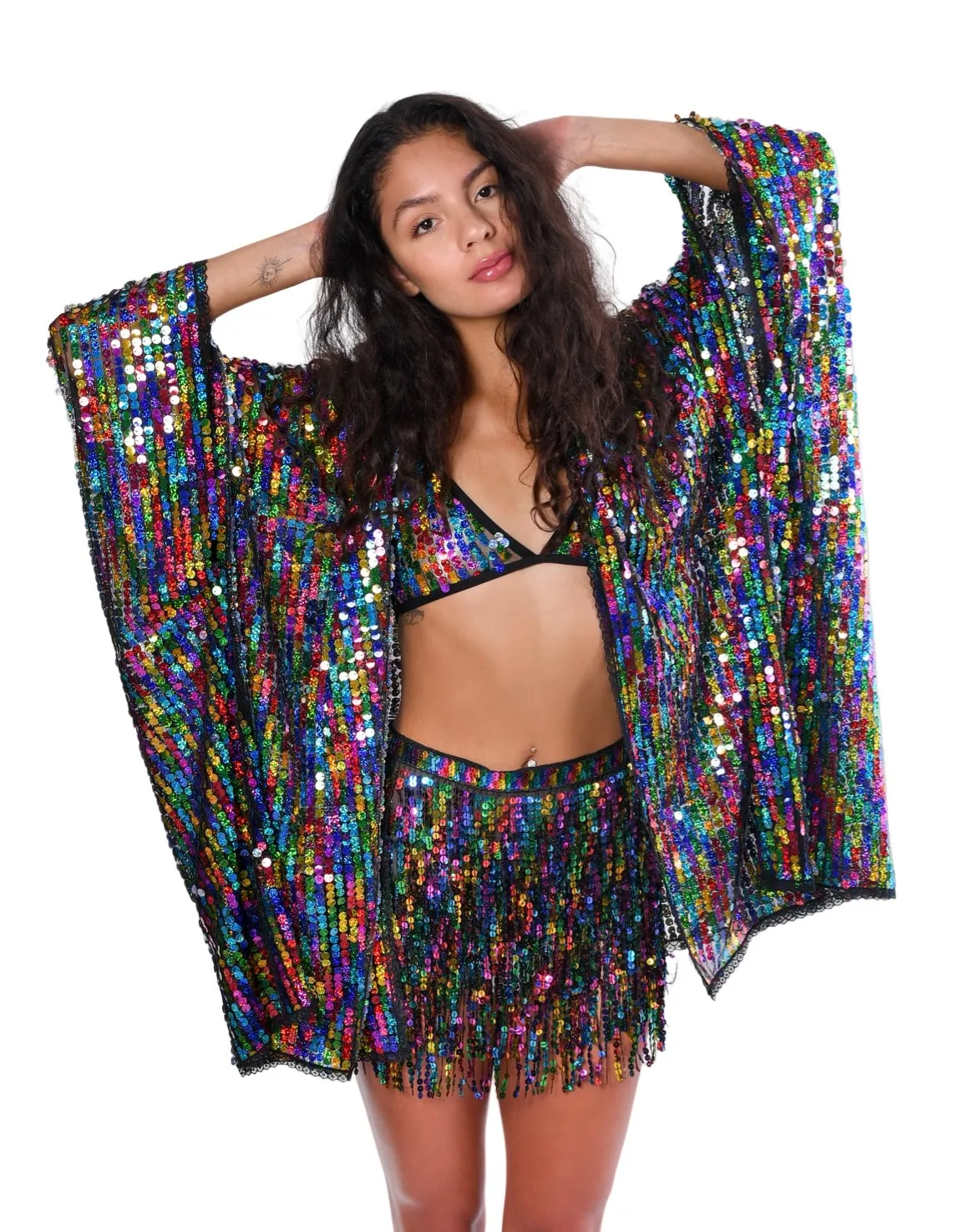 Disco Sequin Kimono - Rainbow Pride