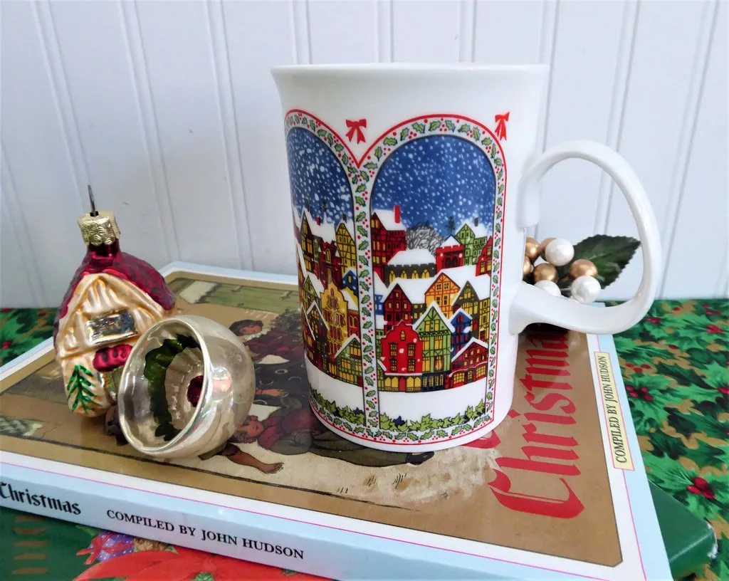 Dunoon Christmas Mug Sue Scullard Snowy English Village Bone China