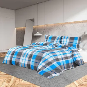 Duvet Cover Set Blue and Grey 220x240 cm Cotton