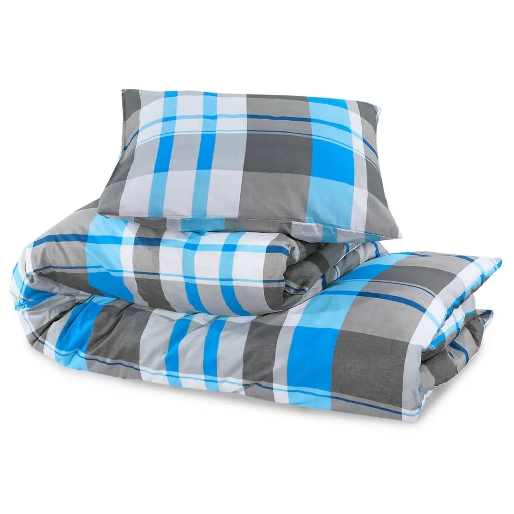 Duvet Cover Set Blue and Grey 220x240 cm Cotton