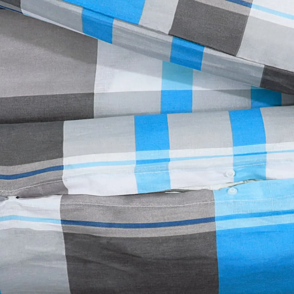 Duvet Cover Set Blue and Grey 220x240 cm Cotton