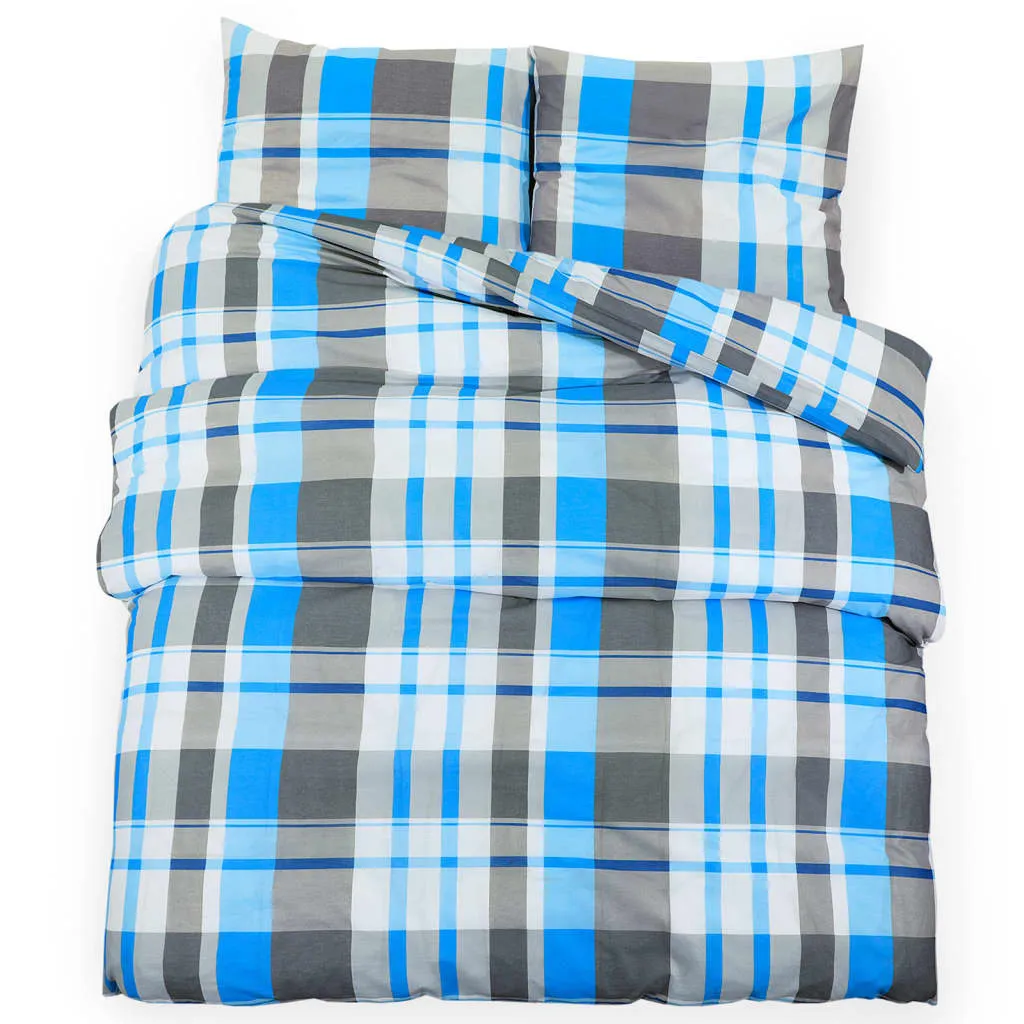 Duvet Cover Set Blue and Grey 220x240 cm Cotton