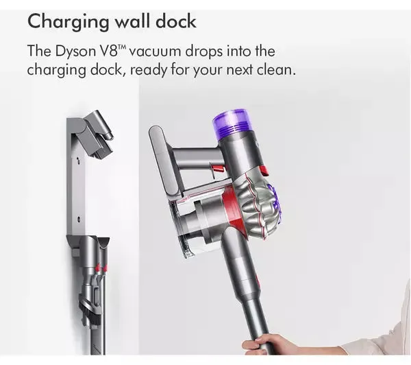 Dyson V8 Absolute Cordless Vacuum Cleaner upto 40 Minutes Run Time Silver Yellow Clearance V8ABS-2023