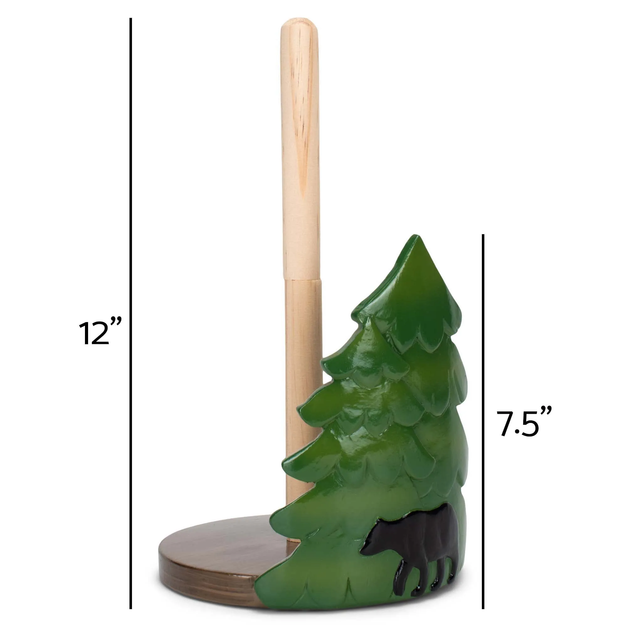 Elanze Designs Forest and Bear 12 inch Resin and Wood Paper Towel Holder