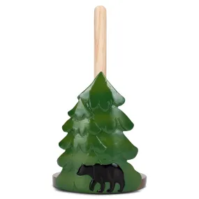 Elanze Designs Forest and Bear 12 inch Resin and Wood Paper Towel Holder