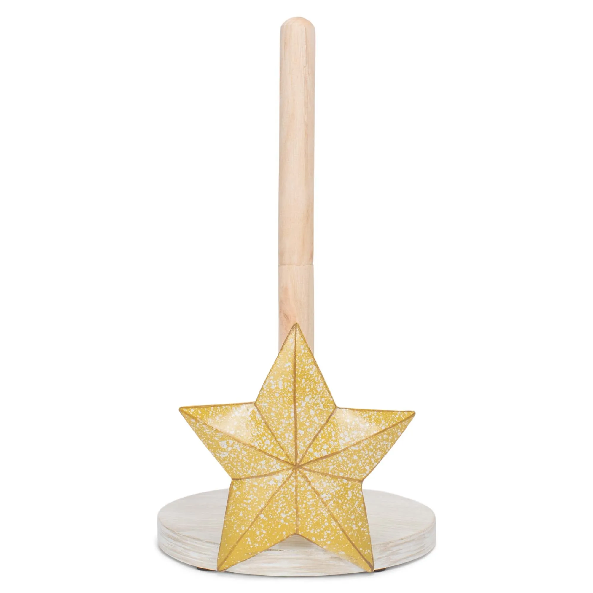 Elanze Designs Gold Tone Star 12 inch Resin and Wood Paper Towel Holder