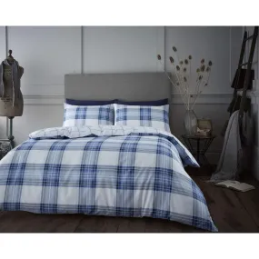 Elgin Reversible Design Check Duvet Set - Blue