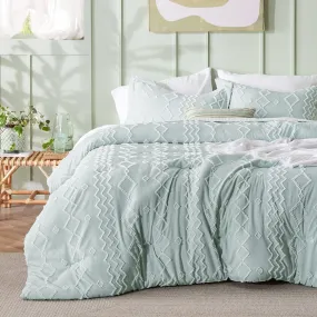 Embroidery Boho Cationic Dyeing Comforter Set