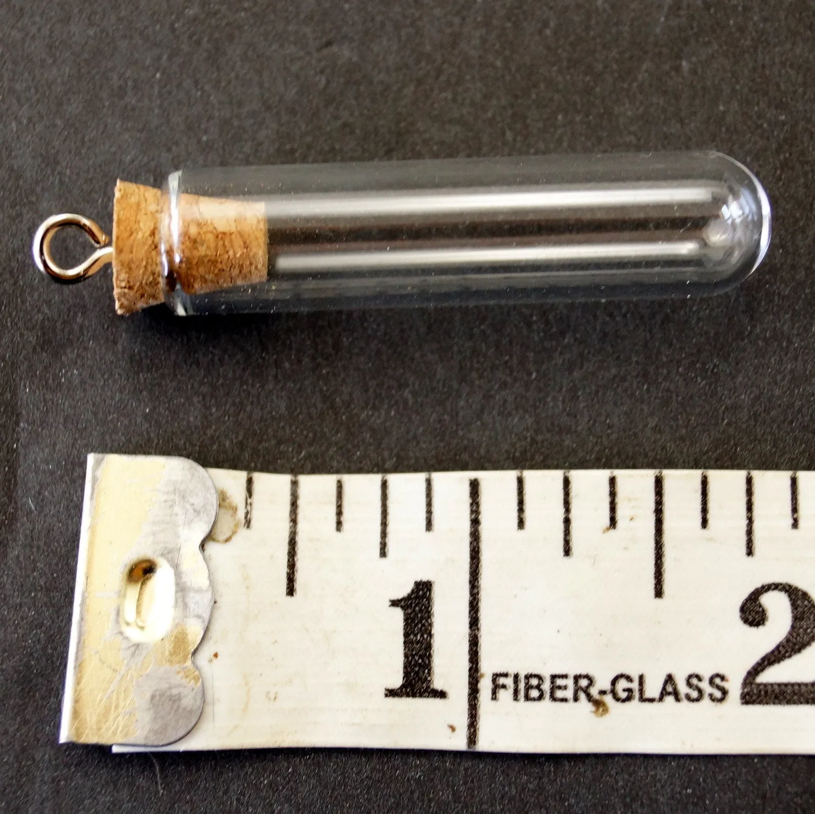 Fillable Glass Test Tube Charm with Cork Stopper and Eye Hook