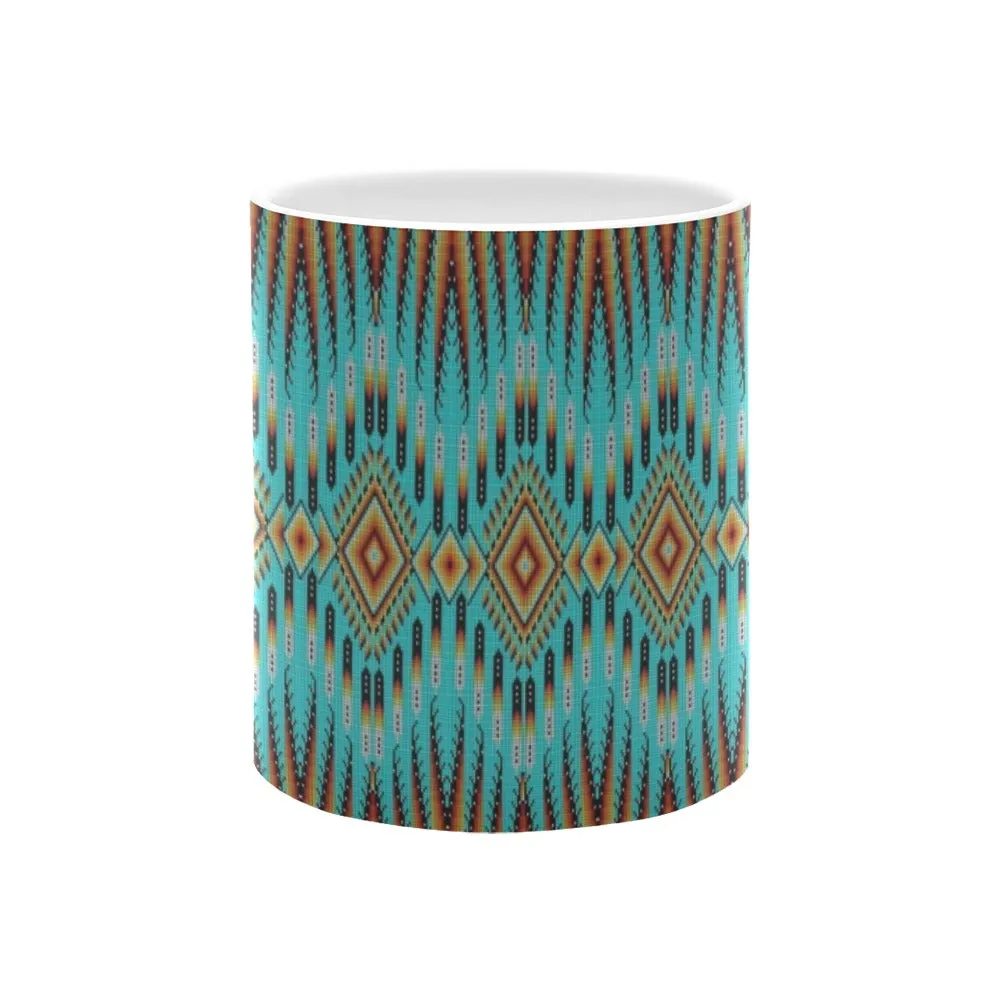 Fire Feather Turquoise White Mug(11OZ)