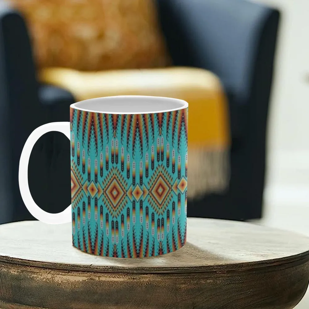 Fire Feather Turquoise White Mug(11OZ)