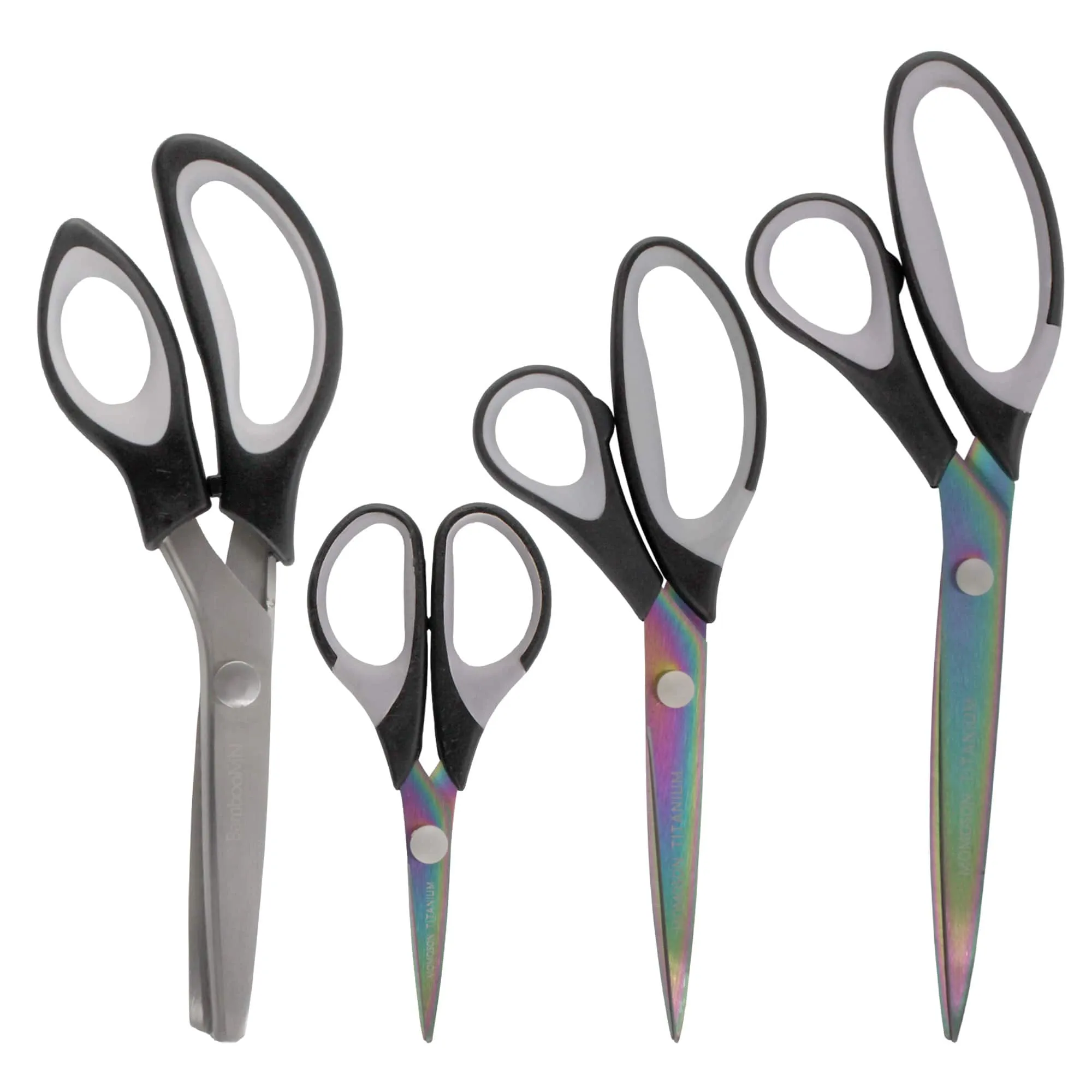 Four Piece Titanium Softgrip Scissors Set for Sewing, Arts, Crafts, Office