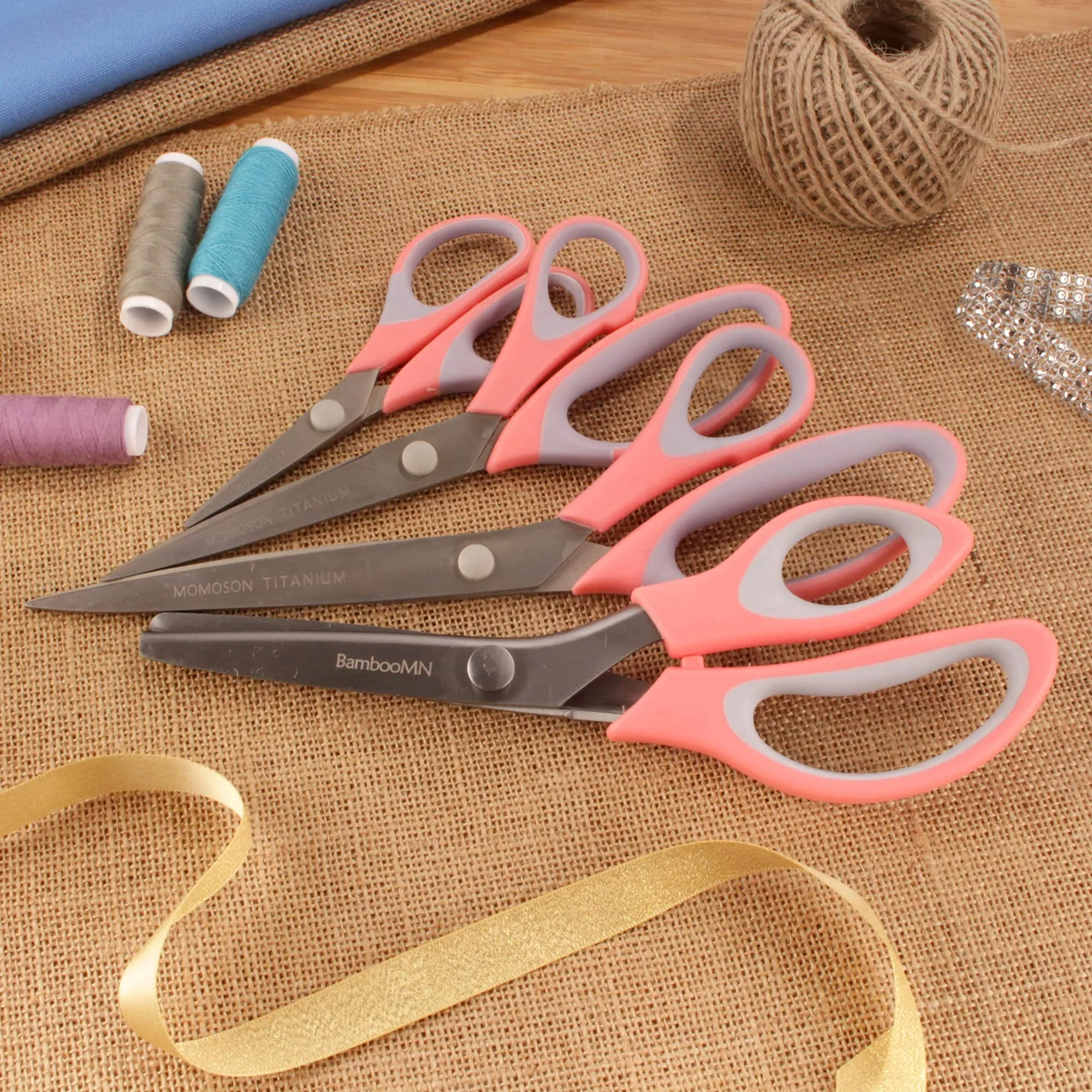 Four Piece Titanium Softgrip Scissors Set for Sewing, Arts, Crafts, Office