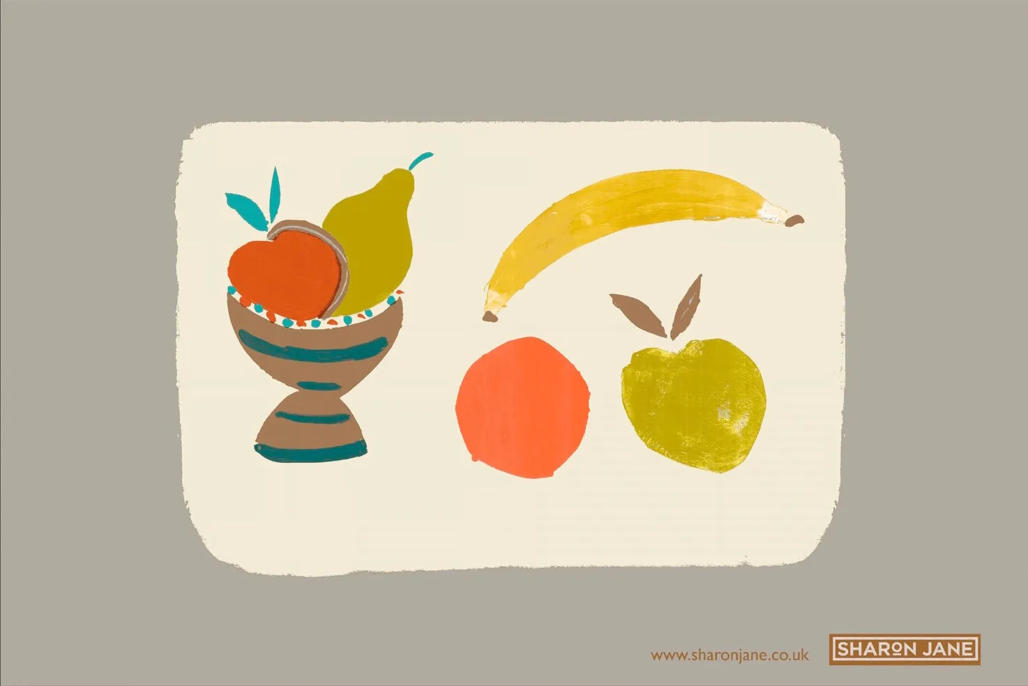 Fruit Bowl Tea Towel - Stone