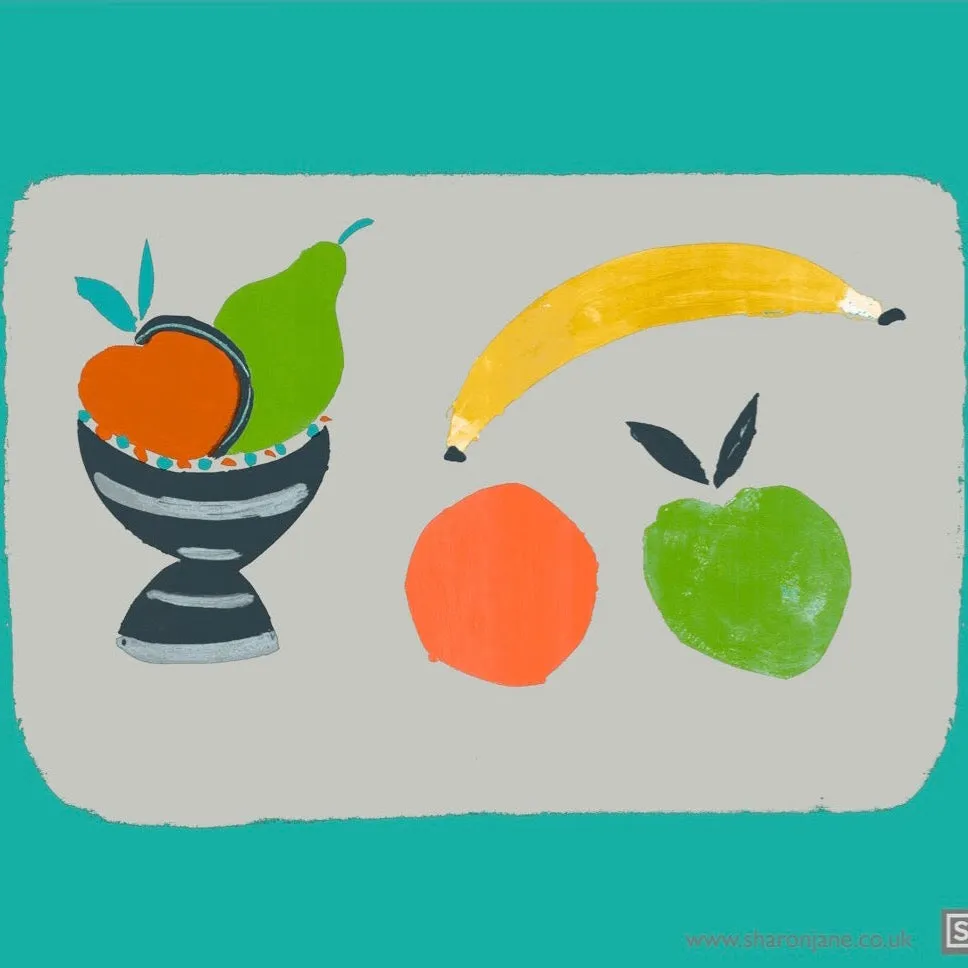 Fruit Bowl Tea Towel - Turquoise