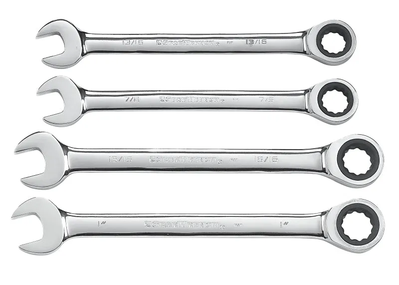 GearWrench 9309D Wrench Set, 4-Piece, Steel, Polished Chrome, Specifications: SAE Measurement :EA: QUANTITY: 1