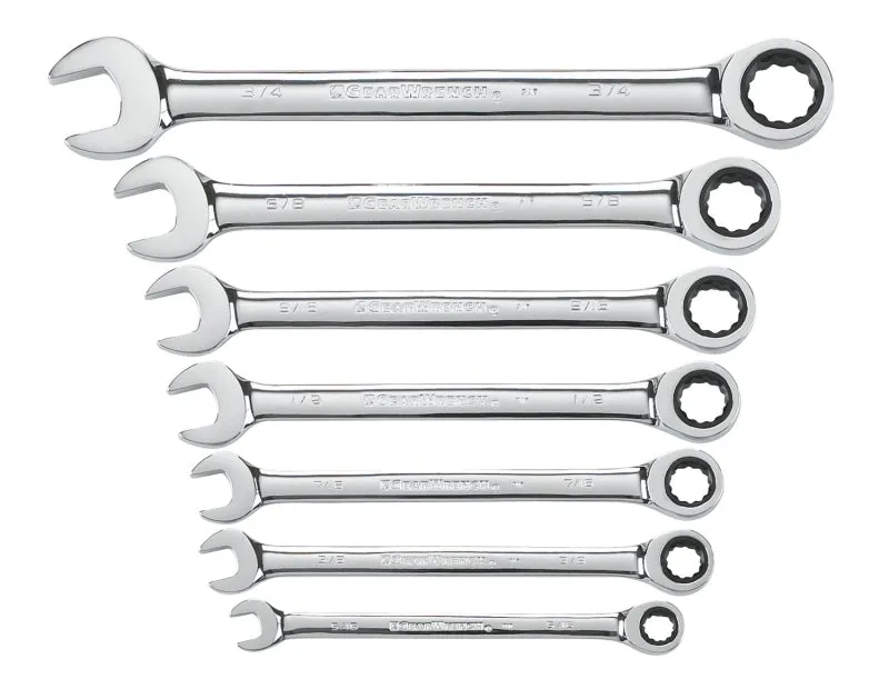 GearWrench 9317 Wrench Set, 7-Piece, Steel, Polished Chrome, Specifications: SAE Measurement :EA: QUANTITY: 1