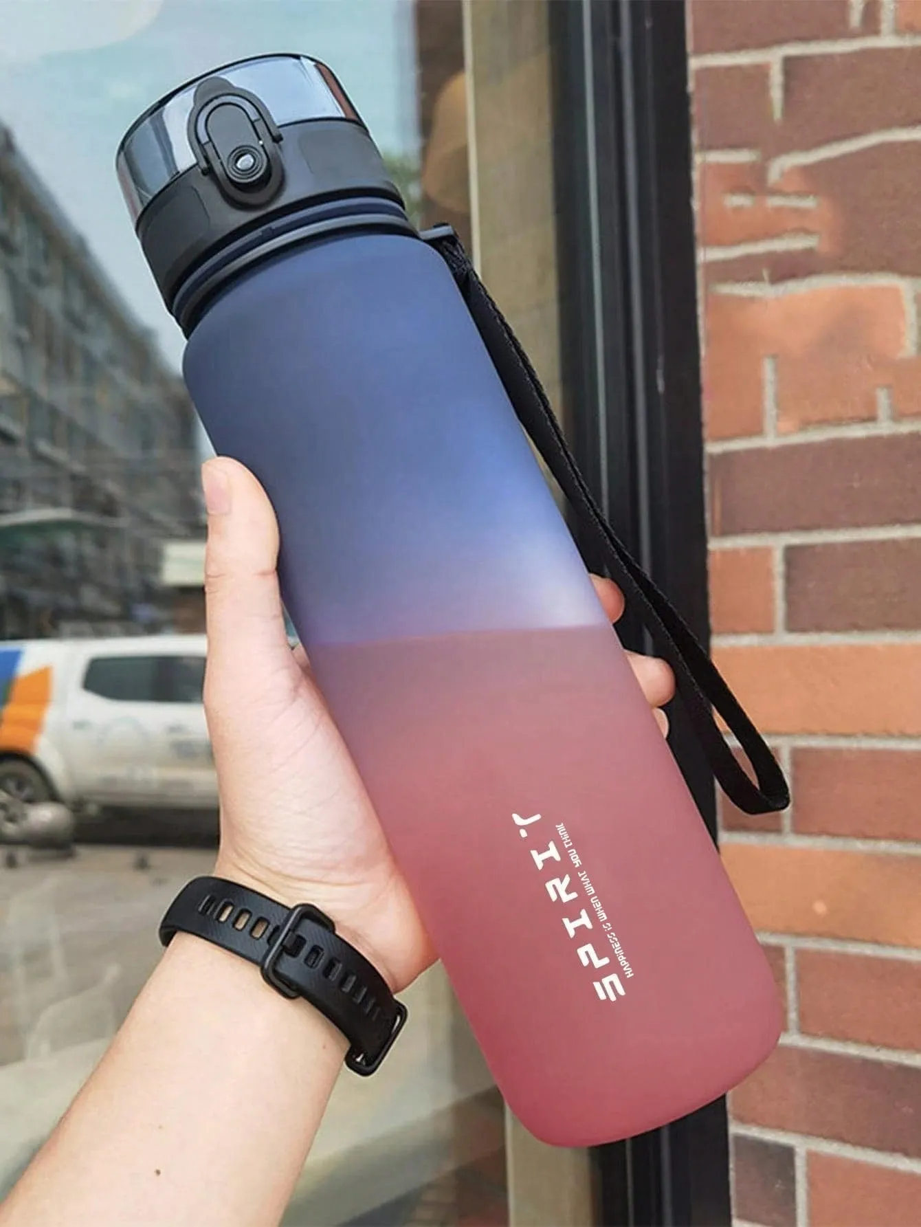 Gradient Plastic Sports Water Bottle, Portable With Straw For Outdoor Activities