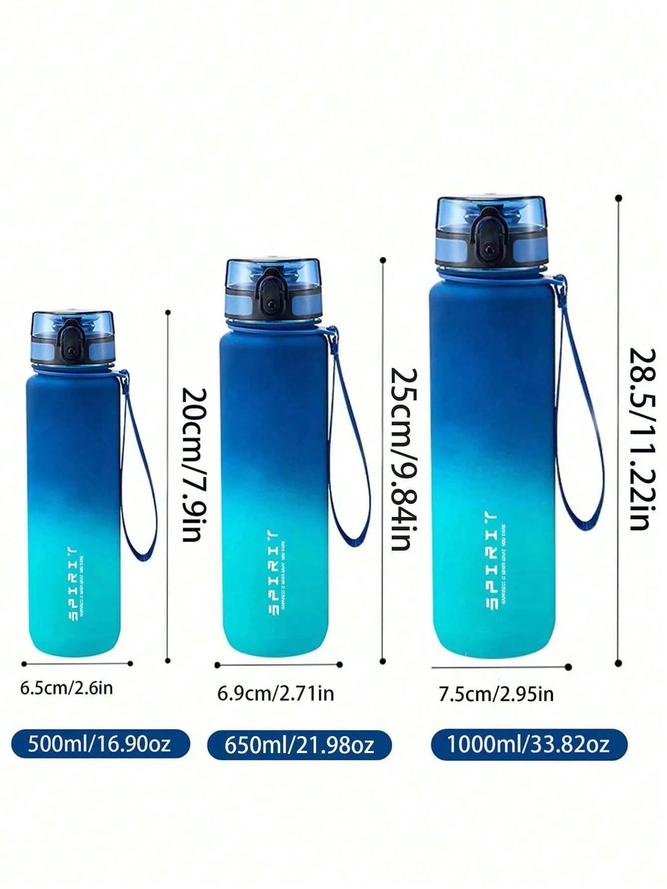 Gradient Plastic Sports Water Bottle, Portable With Straw For Outdoor Activities