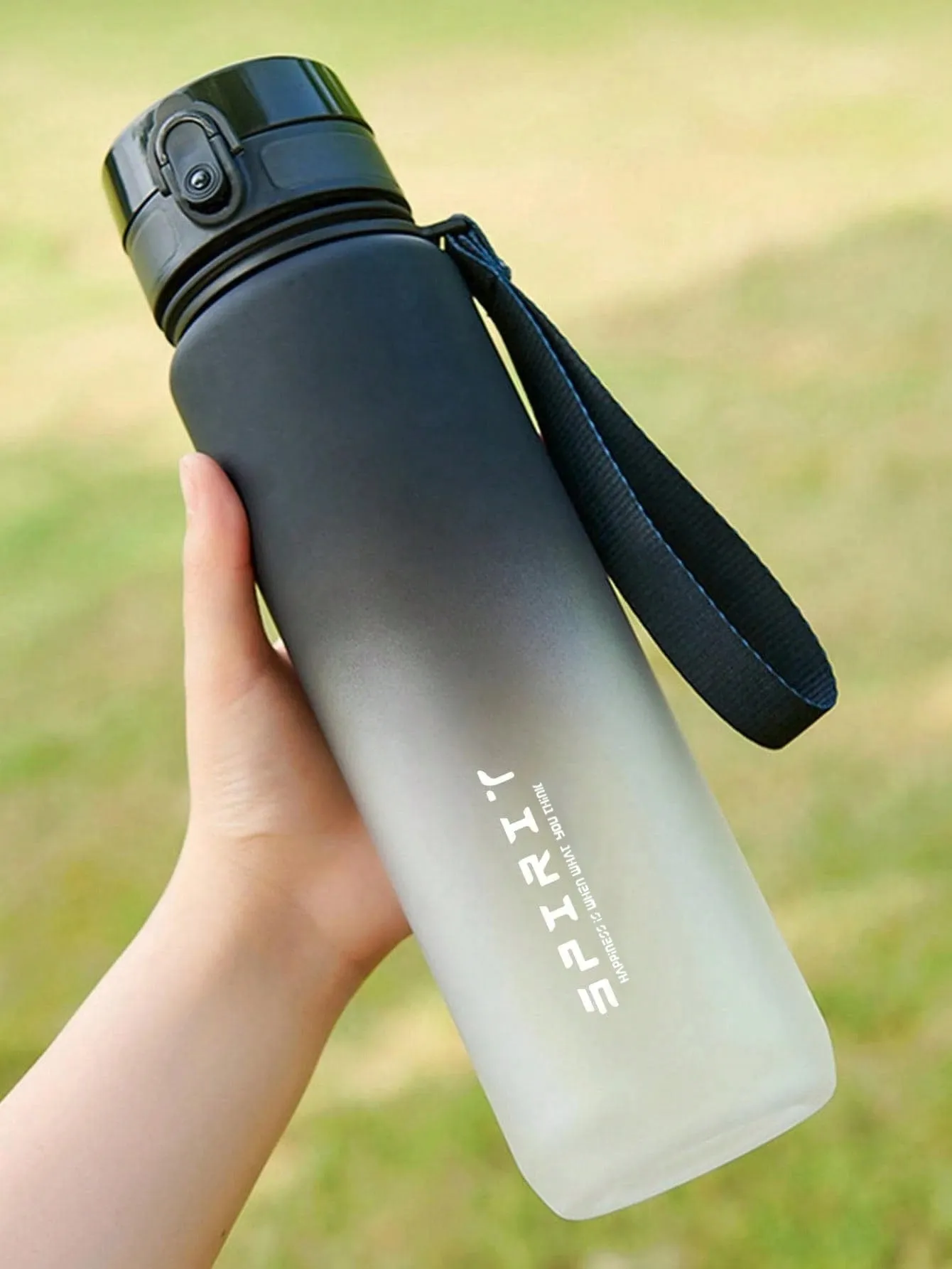 Gradient Plastic Sports Water Bottle, Portable With Straw For Outdoor Activities