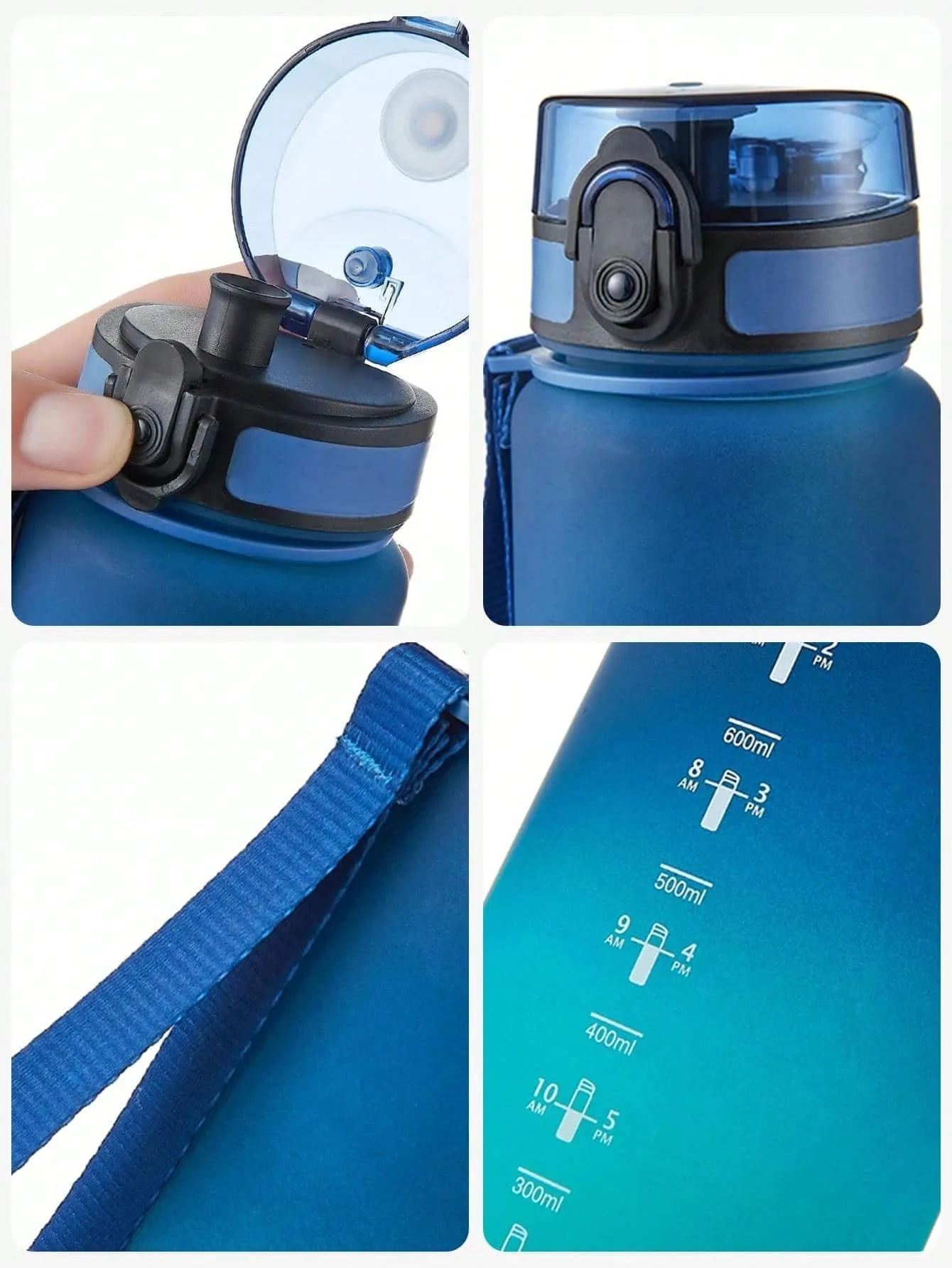 Gradient Plastic Sports Water Bottle, Portable With Straw For Outdoor Activities