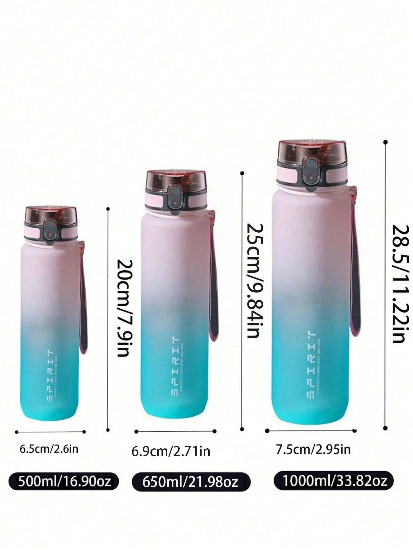 Gradient Plastic Sports Water Bottle, Portable With Straw For Outdoor Activities