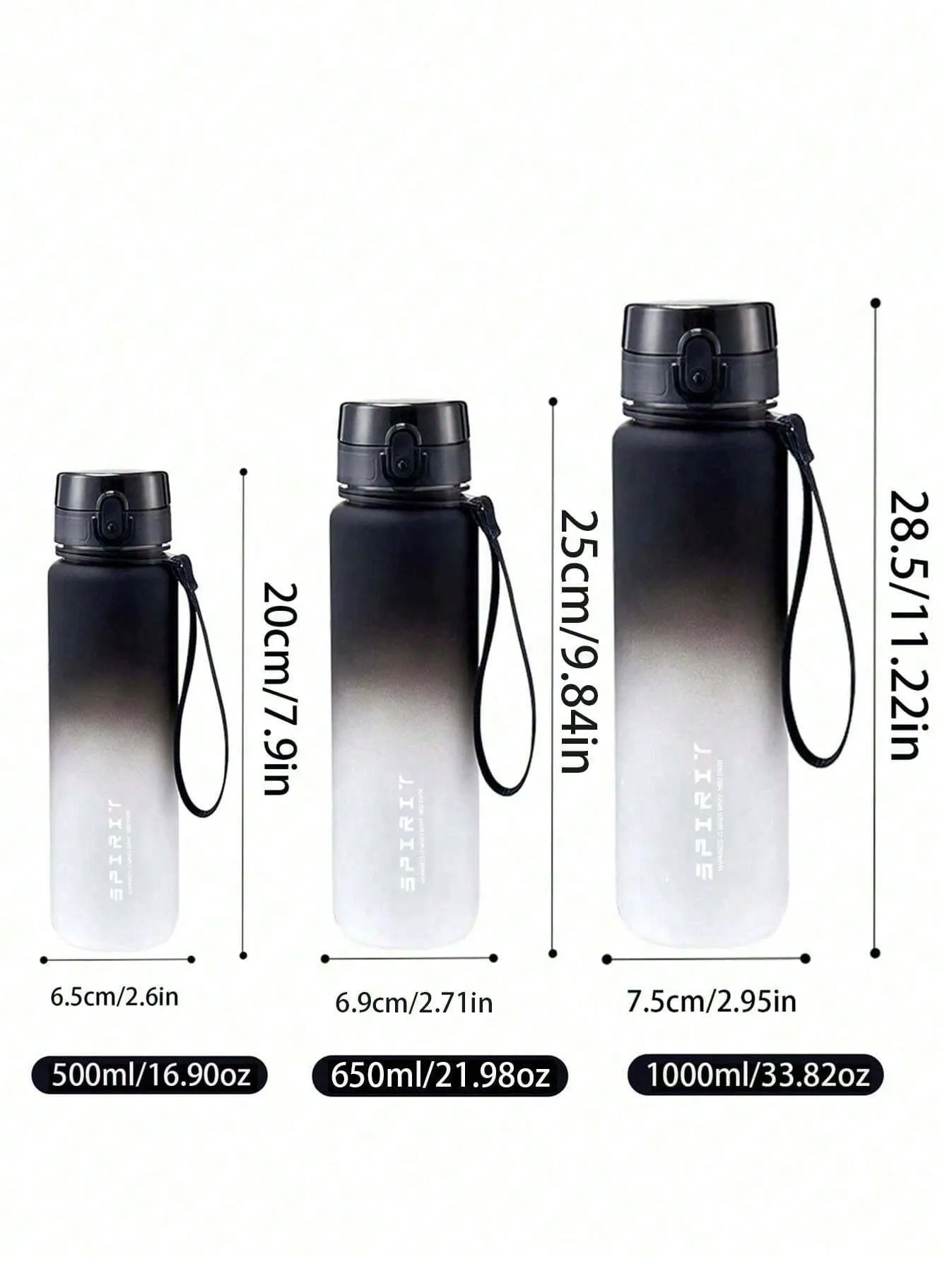 Gradient Plastic Sports Water Bottle, Portable With Straw For Outdoor Activities